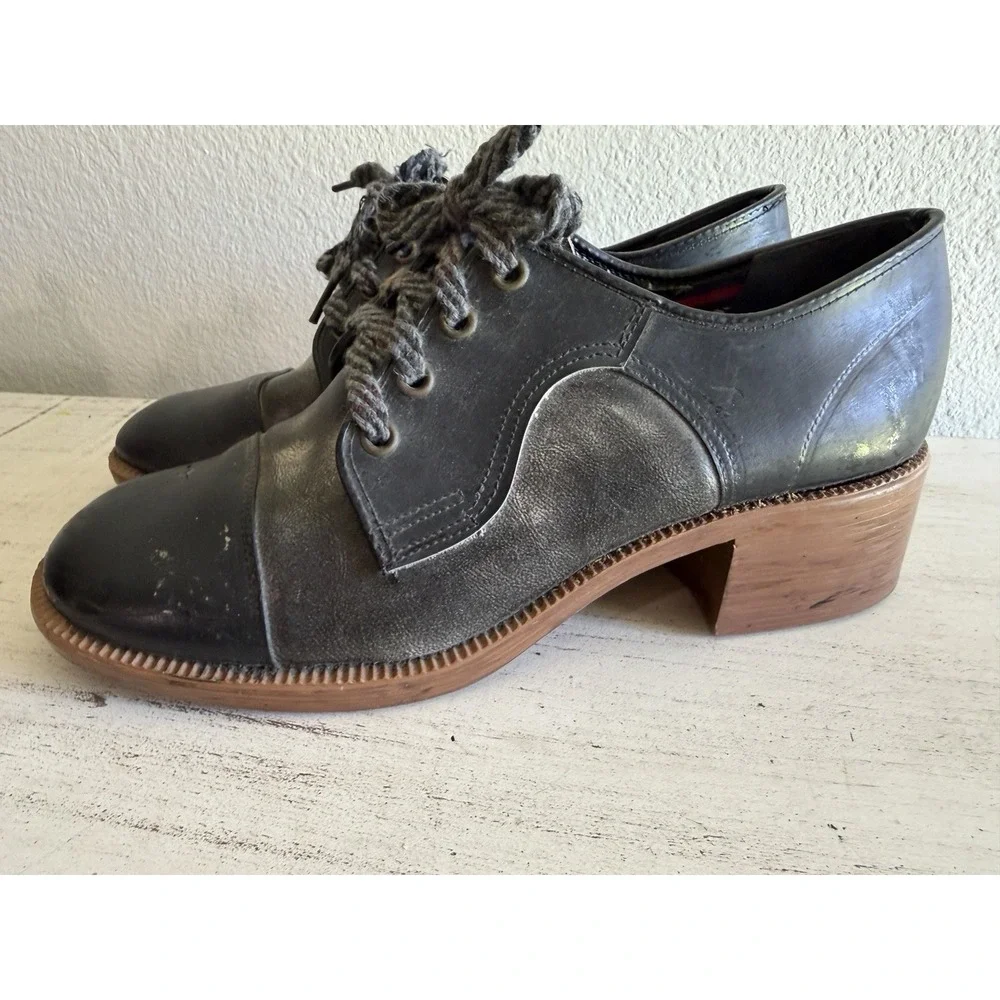 Oxford Two Tone Round Toe Lace Up Swing Shoes for Women Vintage-read See Picture